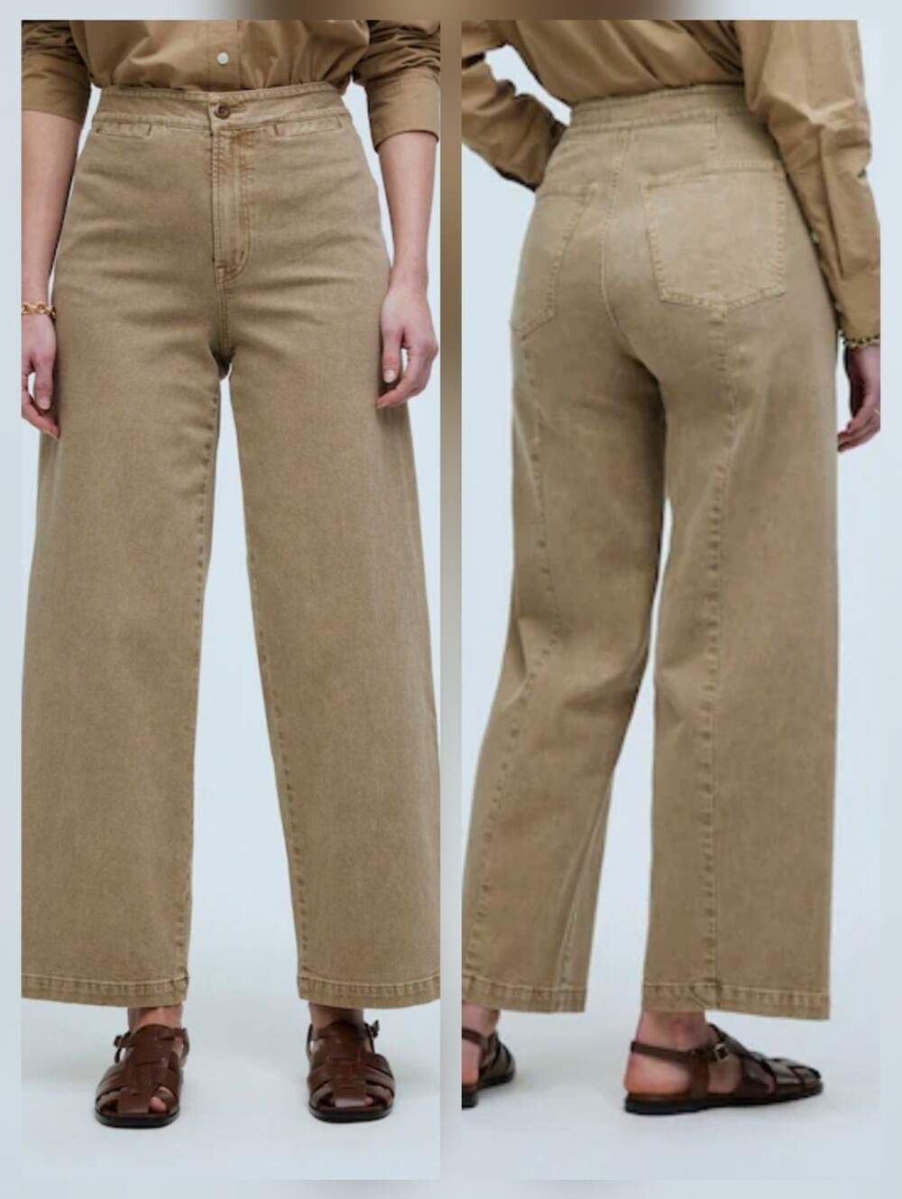 Madewell Curvy Emmett Wide-Leg Crop Pant Welt Pocket Edition Cotton Stretch